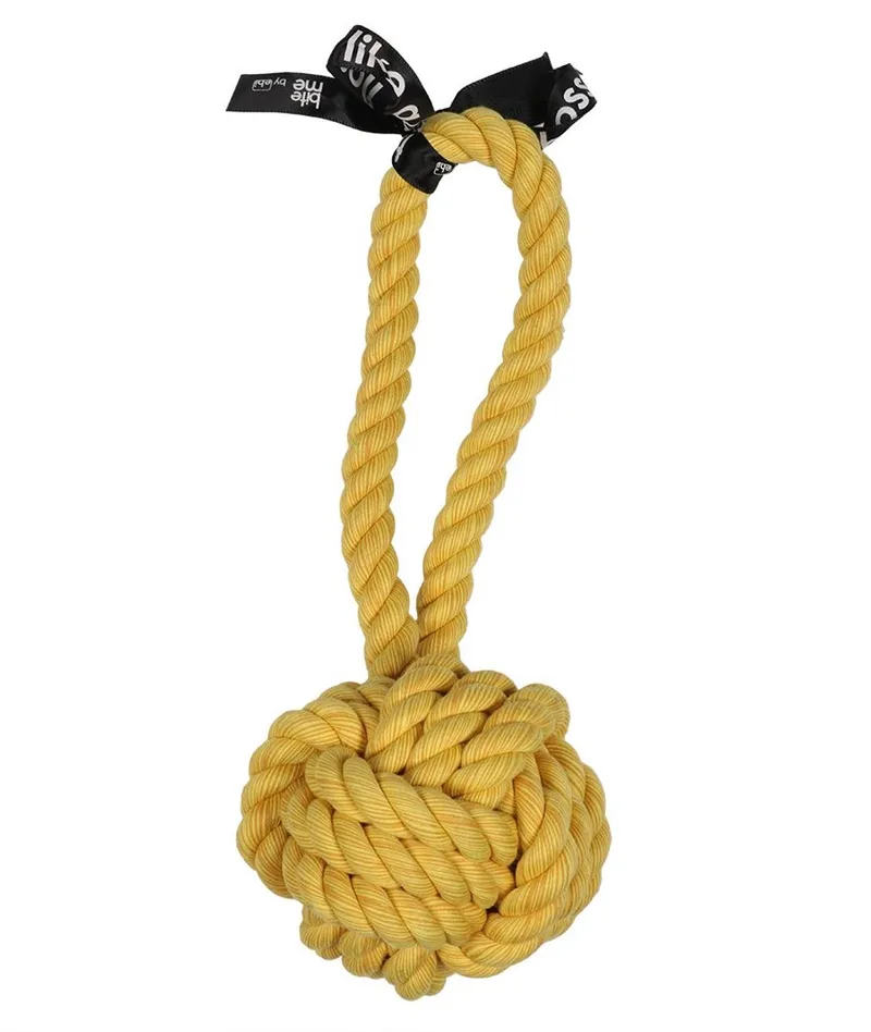 Speelgoed Voor Dieren - Hond - 'are You Knots' Bal Met Lus 28cm - 1st by Ebi in Yellow – product photo