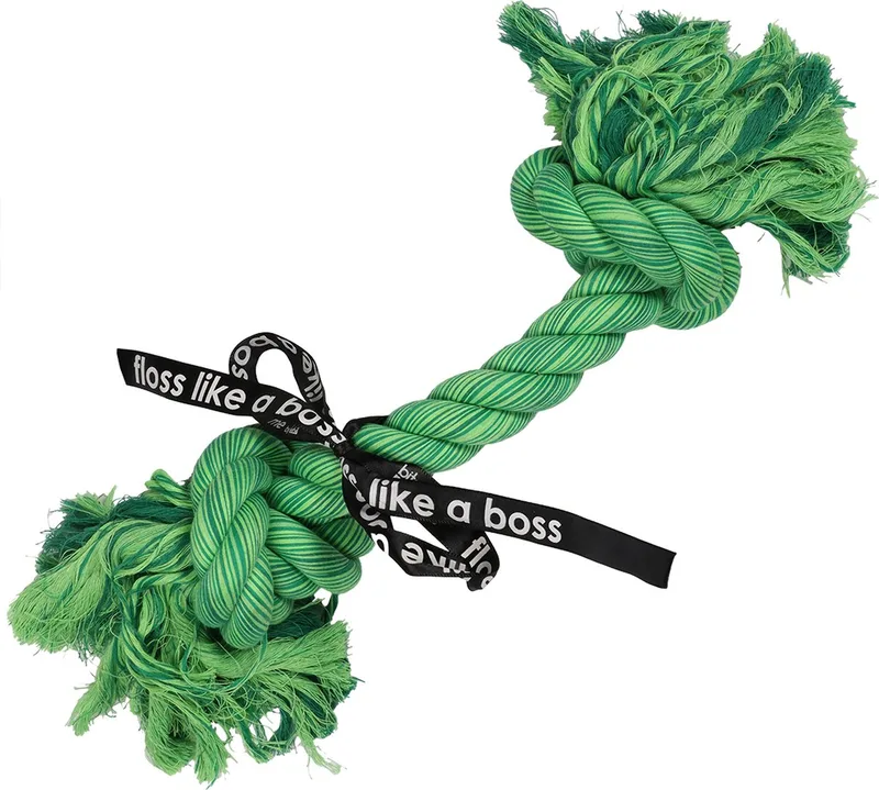 Speelgoed Voor Dieren - Hond - 'do You Even Floss Dawg' Speeltouw 2 Knopen 40cm - 1st von Ebi in Grün – Produktfoto