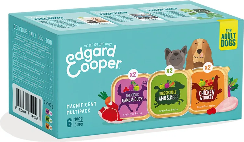 12x Edgard & Cooper Hondenvoer Multipack Kip - Wild - Lam 6 x 100 gr by Edgard & Cooper – product photo