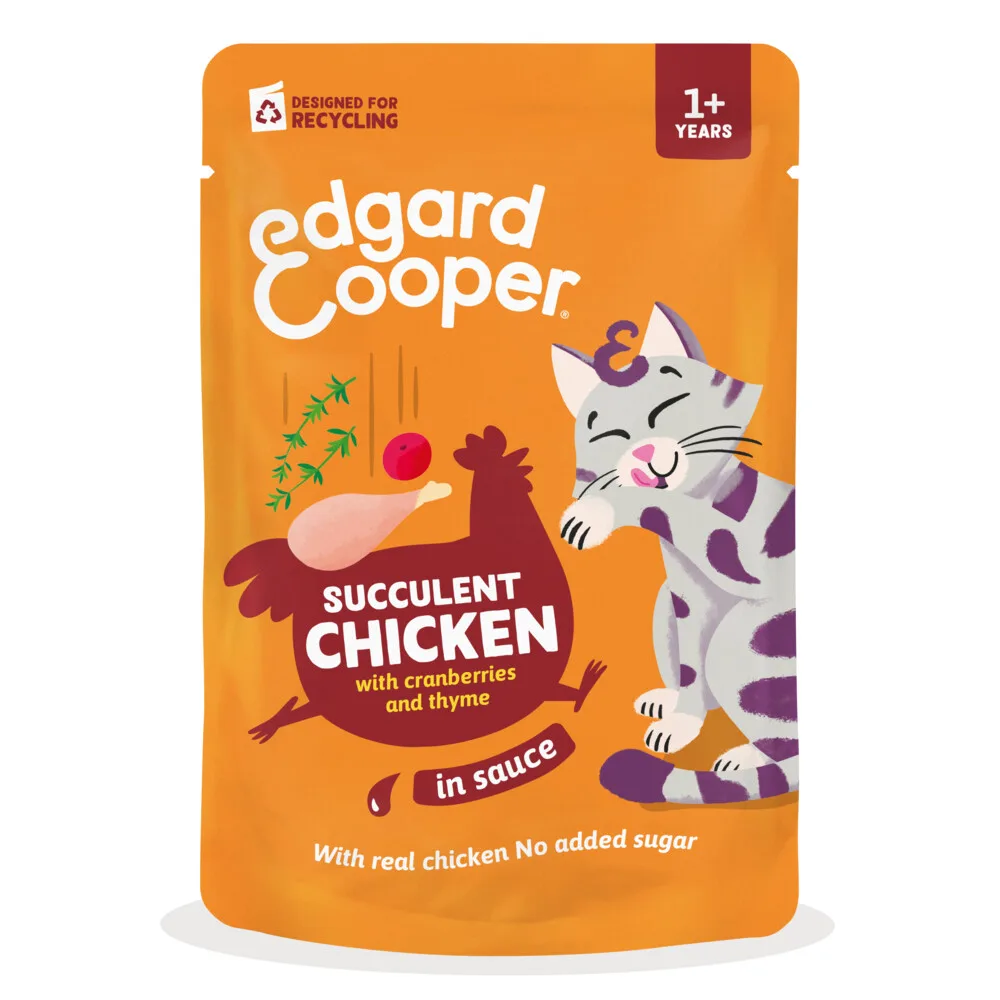 12x Edgard & Cooper Kat Adult Saus Pouch Kip 85 gr de Edgard & Cooper – photo produit