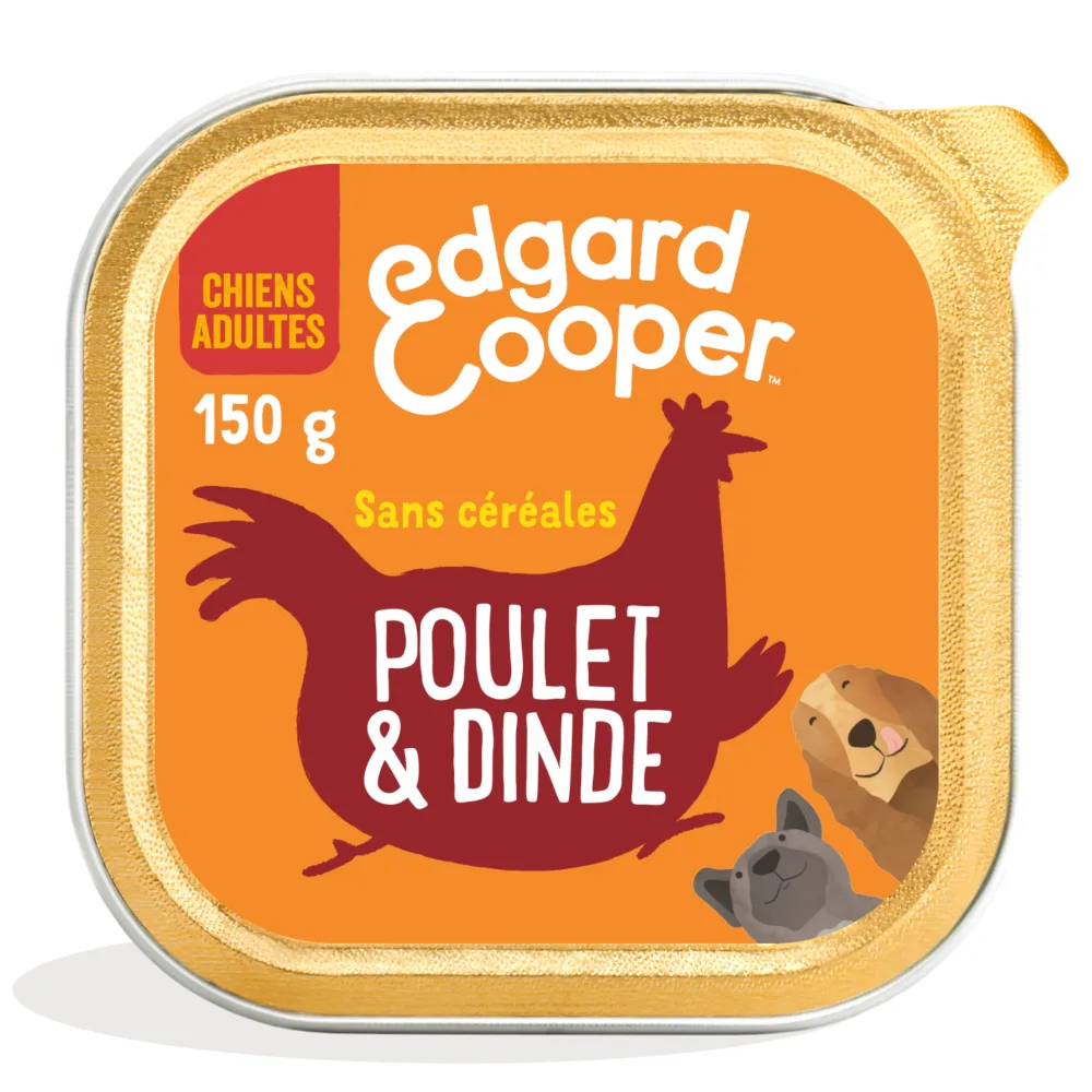 150g Edgard & Cooper Hond Adult graanvrij natvoer met kip en kalkoen by Edgard & Cooper – product photo