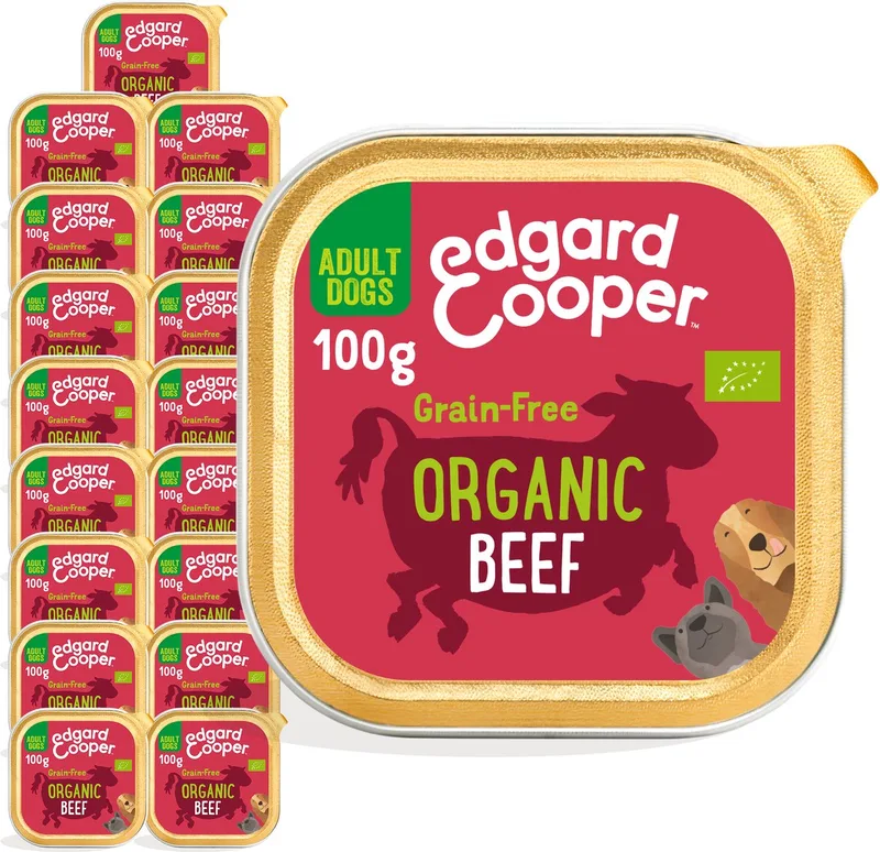 17x Edgard & Cooper Kuipje Honden Natvoer Hondenvoer Bio Rund 100 gr NL-BIO-01 by Edgard & Cooper – product photo