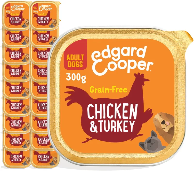 18x Edgard & Cooper Kuipje Honden Natvoer Hondenvoer Kip - Kalkoen 300 gr fra Edgard & Cooper – produktbillede