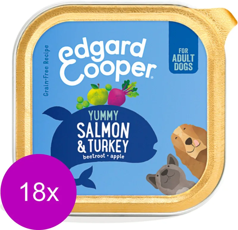 18x Edgard & Cooper Kuipje Vers Vlees Hondenvoer Zalm - Kalkoen 300 gr de Edgard & Cooper – photo produit