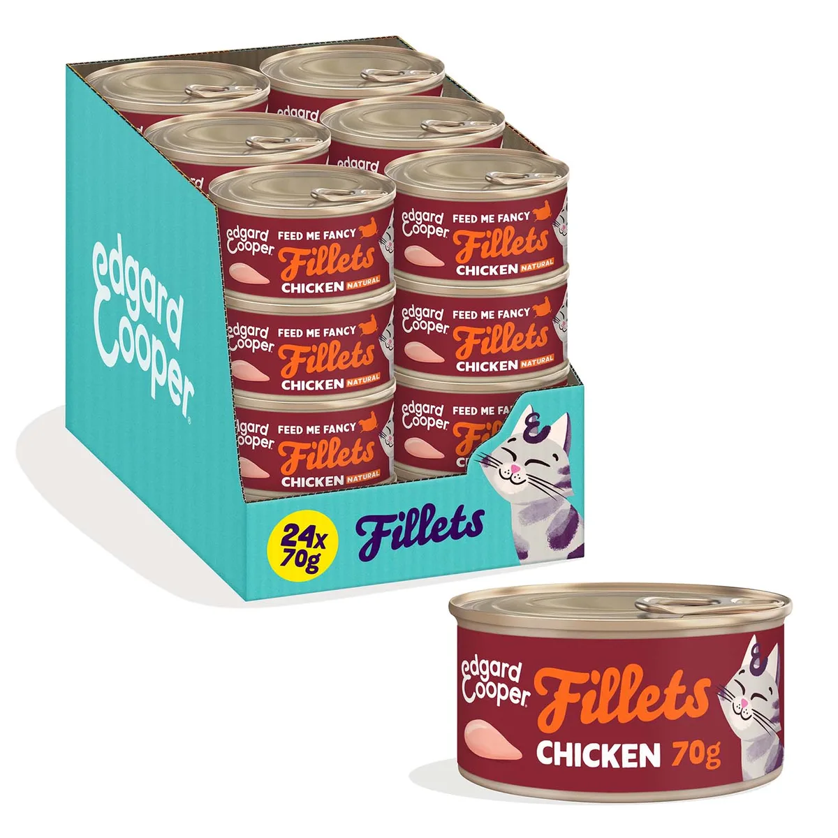 24x70g Edgard & Cooper Filets voor Katten Adult Kip Kattenvoer nat van Edgard & Cooper – productfoto