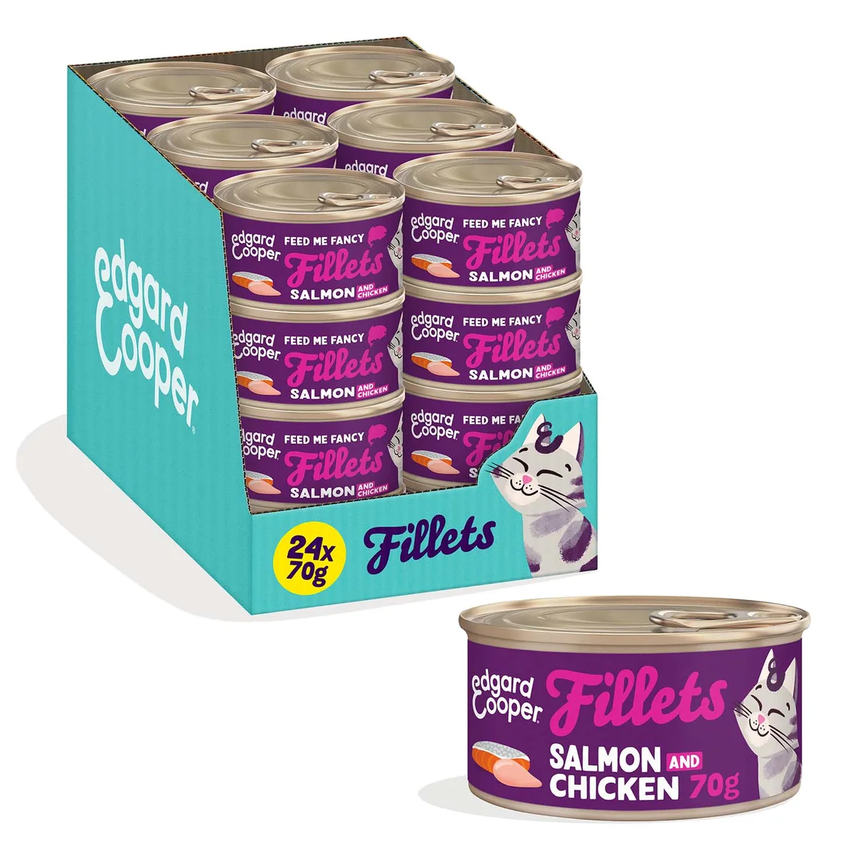 24x70g Edgard & Cooper Filets voor Katten Adult Zalm & Kip Kattenvoer nat by Edgard & Cooper – product photo