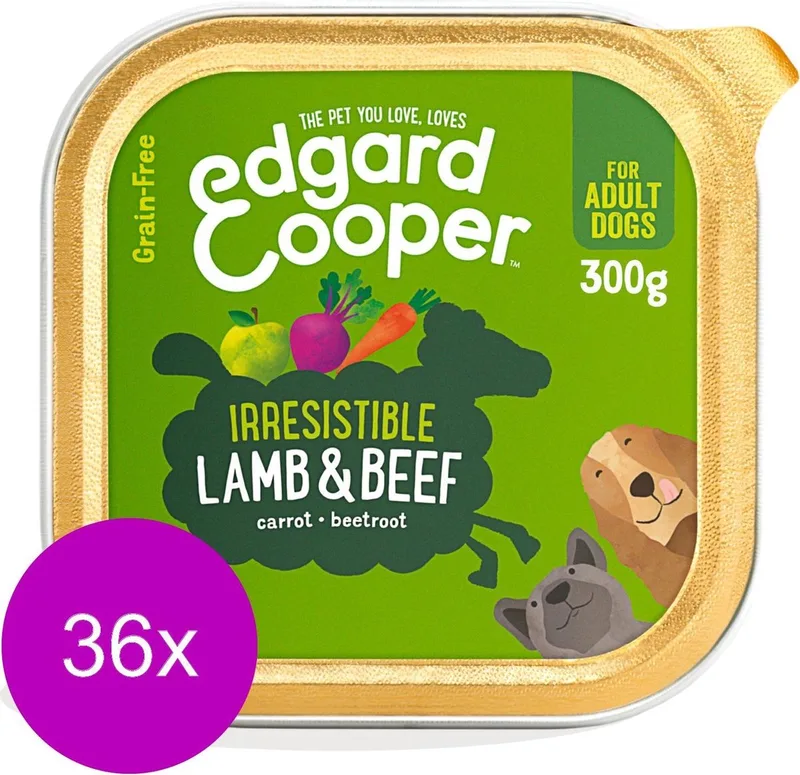 36x Edgard & Cooper Kuipje Honden Natvoer Lam - Rund 300 gr von Edgard & Cooper – Produktfoto