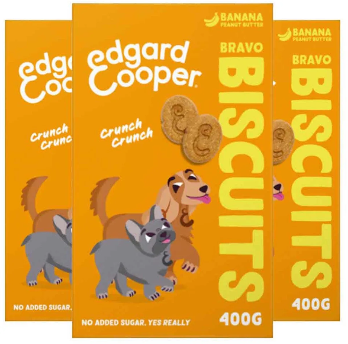 3x Edgard & Cooper Adult Biscuit Banaan & Pinda 400 gr van Edgard & Cooper – productfoto