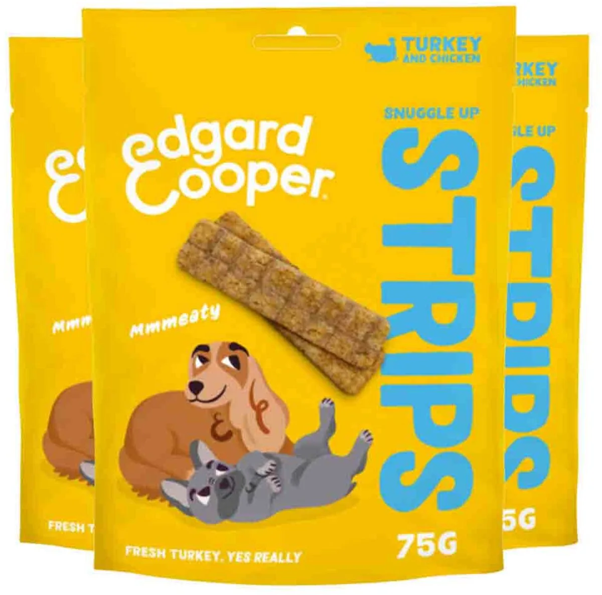 3x Edgard & Cooper Adult Strips Kalkoen - Kip 75 gr by Edgard & Cooper – product photo