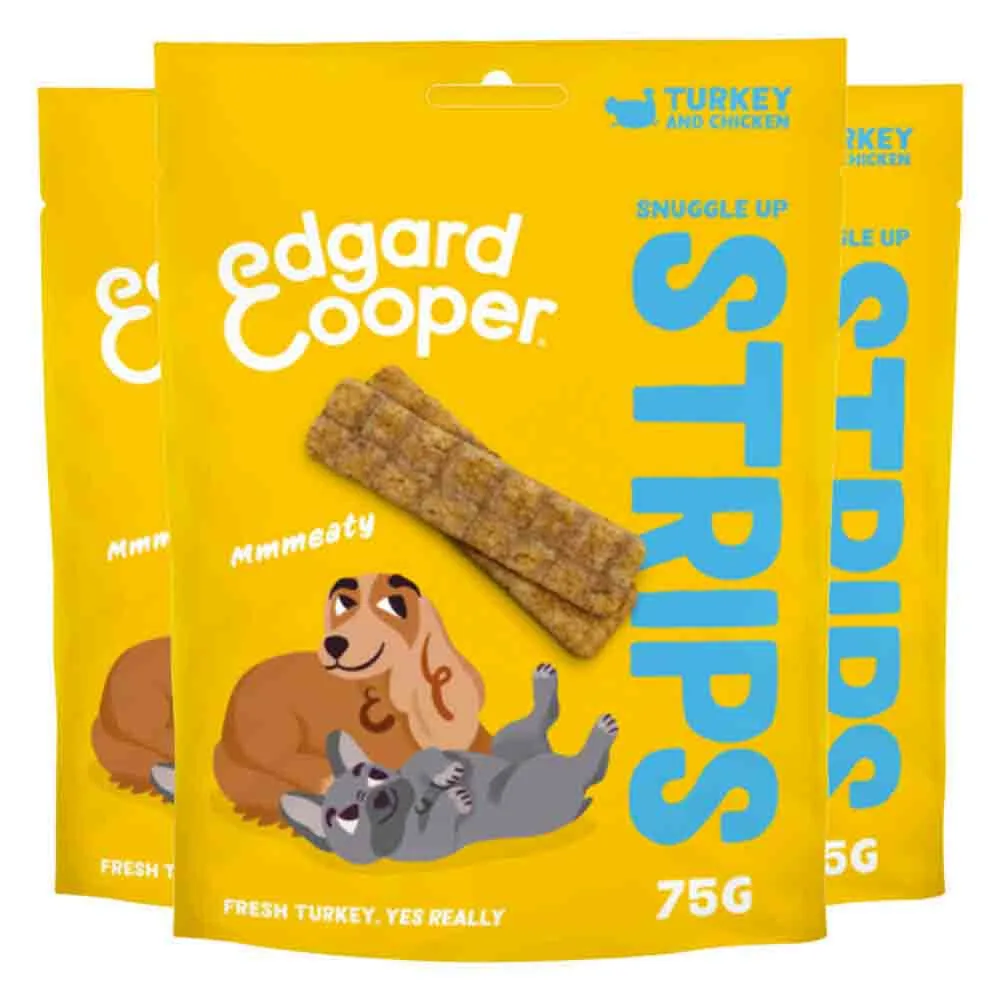 3x Edgard & Cooper Adult Strips Kalkoen - Kip 75 gr by Edgard & Cooper – product photo
