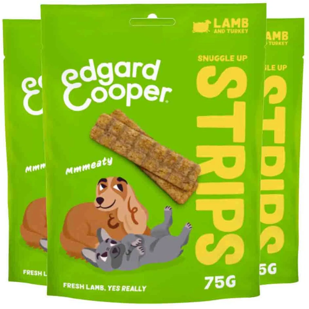 3x Edgard & Cooper Adult Strips Lam & Kalkoen 75 gr by Edgard & Cooper – product photo