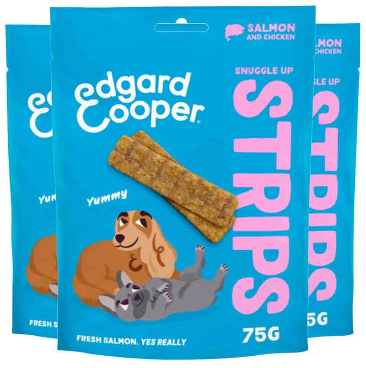 3x Edgard & Cooper Adult Strips Zalm & Kip 75 gr by Edgard & Cooper – product photo