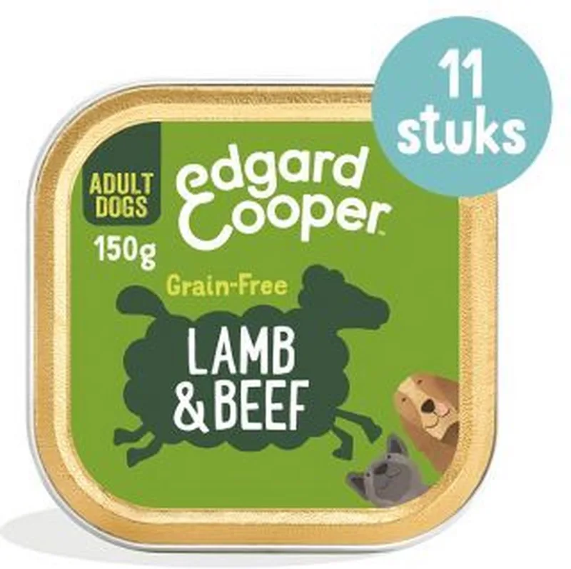 3x11x150 gr Edgard & cooper lam / rund kuipje graanvrij hondenvoer van Edgard & Cooper – productfoto