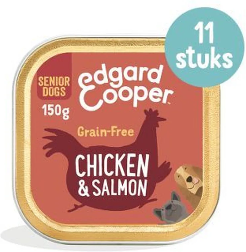 3x11x150 gr Edgard & cooper senior kip / zalm kuipje graanvrij hondenvoer von Edgard & Cooper – Produktfoto