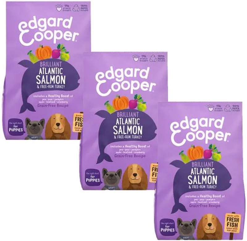 3x2,5 kg Edgard & cooper puppy verse zalm / kalkoen graanvrij hondenvoer fra Edgard & Cooper – produktbillede