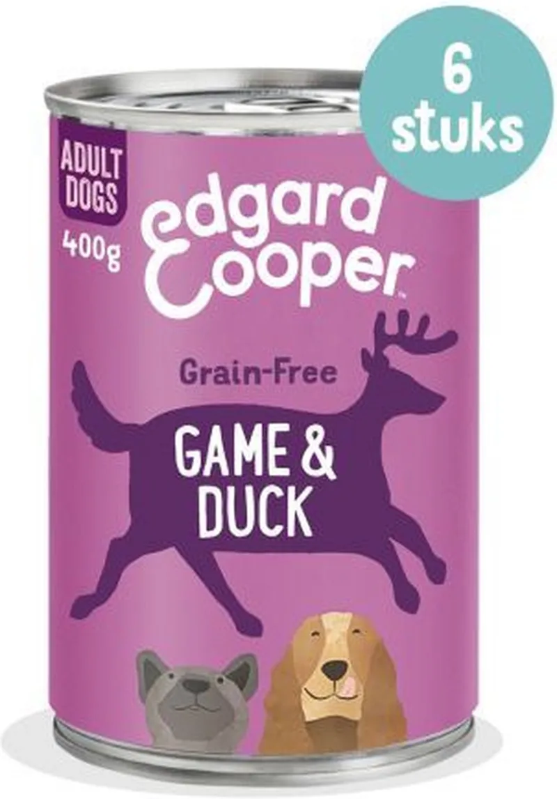 3x6x400 gr Edgard & Cooper wild / eend blik graanvrij hondenvoer by Edgard & Cooper – product photo