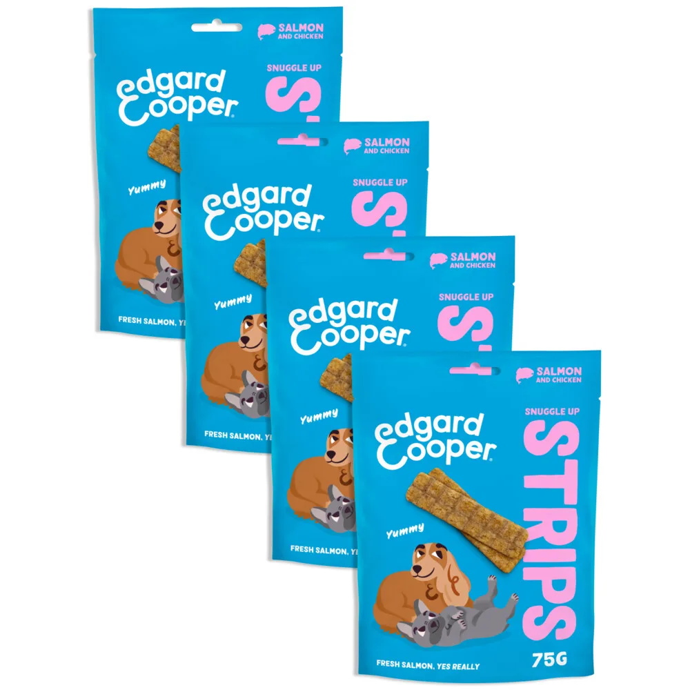 4x Edgard & Cooper Adult Strips Zalm & Kip 75 gr by Edgard & Cooper – product photo