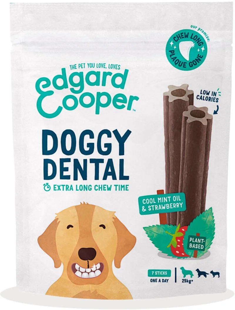4x Edgard & Cooper Doggy Dental Sticks Aardbei - Frisse Muntolie fra Edgard & Cooper – produktbillede