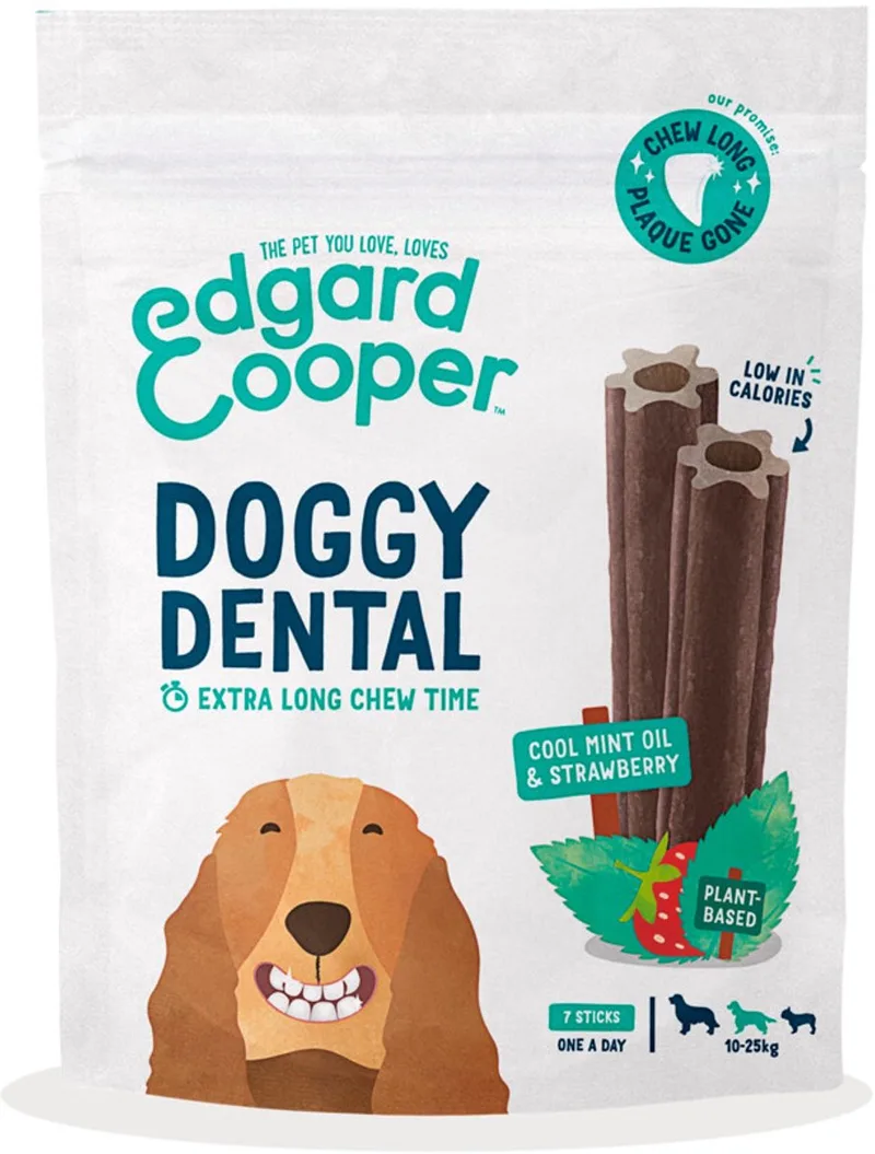 4x Edgard & Cooper Doggy Dental Sticks Medium Aardbei - Frisse Muntolie von Edgard & Cooper – Produktfoto