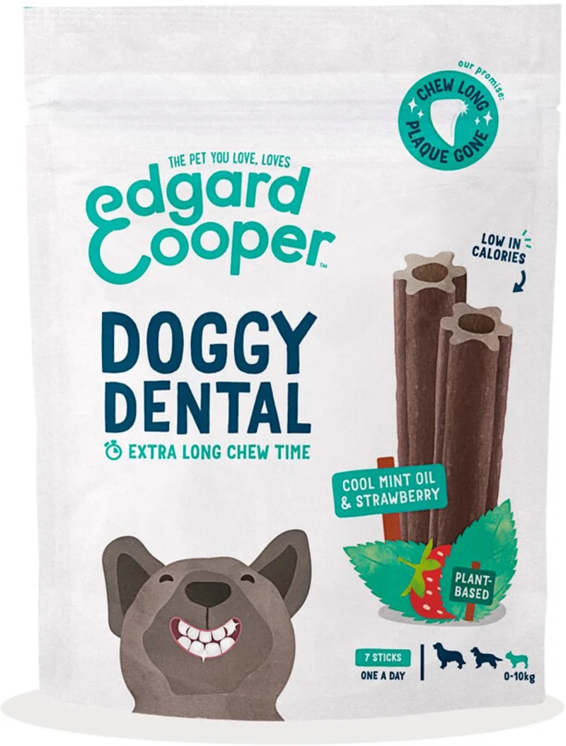 4x Edgard & Cooper Doggy Dental Sticks Small Aardbei - Frisse Muntolie by Edgard & Cooper – product photo