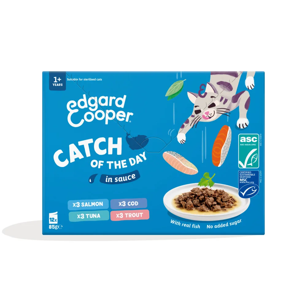 4x Edgard & Cooper Kat Adult Saus Pouch Catch MP 12x85 gr de Edgard & Cooper – photo produit