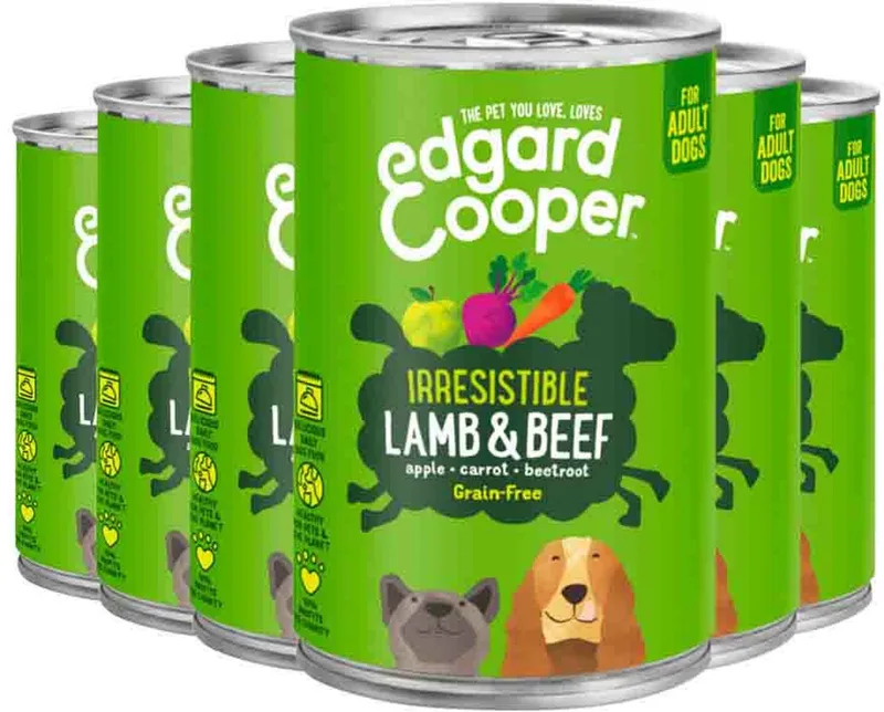 6x Edgard & Cooper Blik Honden Natvoer Hondenvoer Lam - Rund 400 gr by Edgard & Cooper – product photo