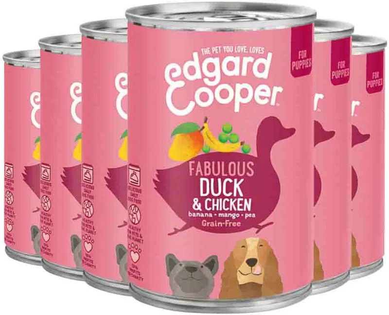 6x Edgard & Cooper Blik Honden Natvoer Puppy Hondenvoer Eend - Kip 400 gr von Edgard & Cooper – Produktfoto