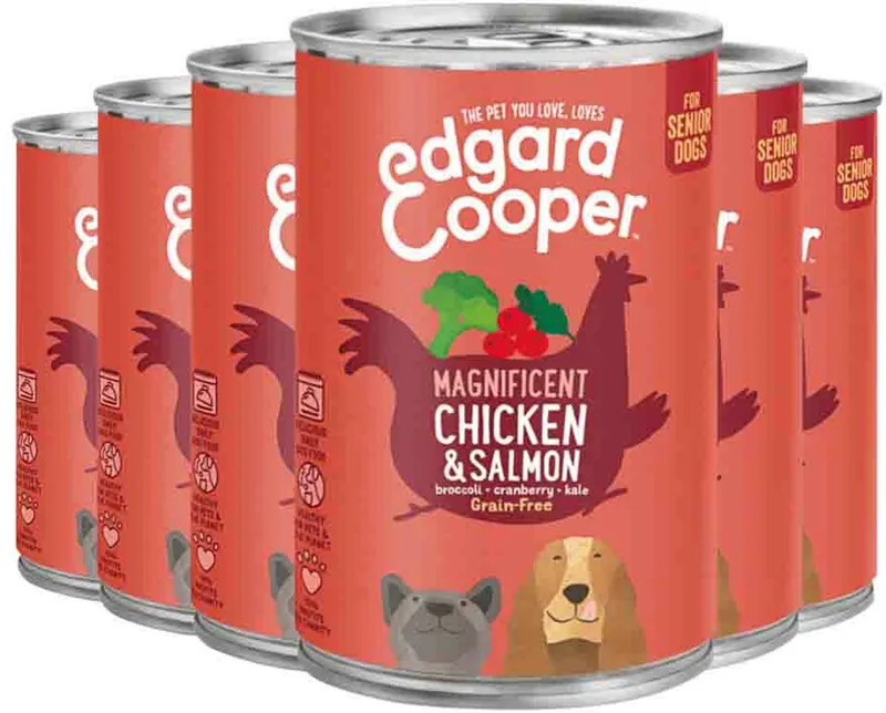 6x Edgard & Cooper Blik Honden Natvoer Senior Hondenvoer Kip - Zalm 400 gr de Edgard & Cooper – photo produit