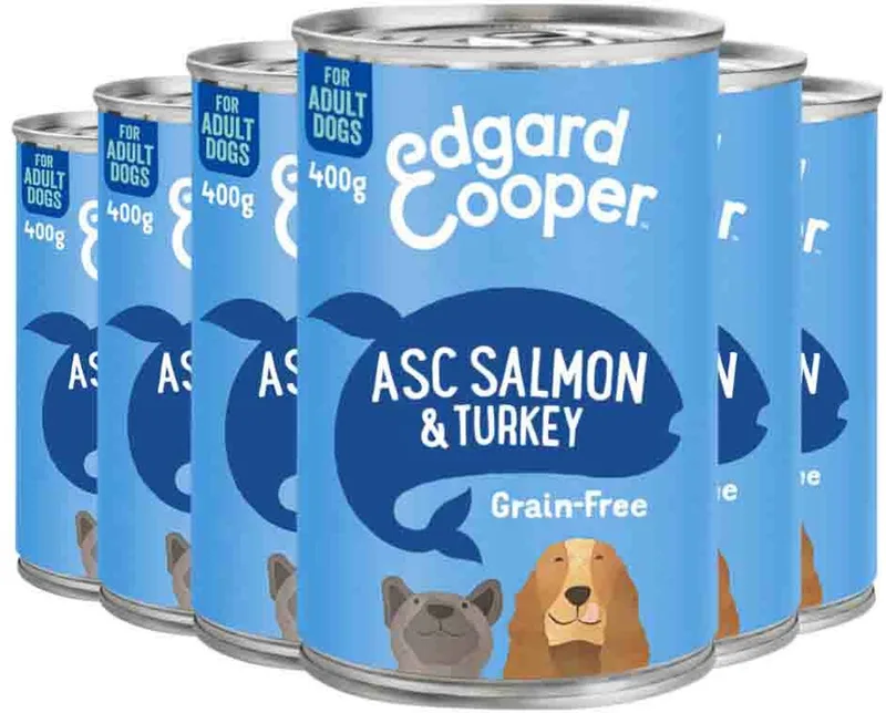 6x Edgard & Cooper Blik Vers Vlees Hondenvoer Zalm - Kalkoen 400 gr de Edgard & Cooper – photo produit