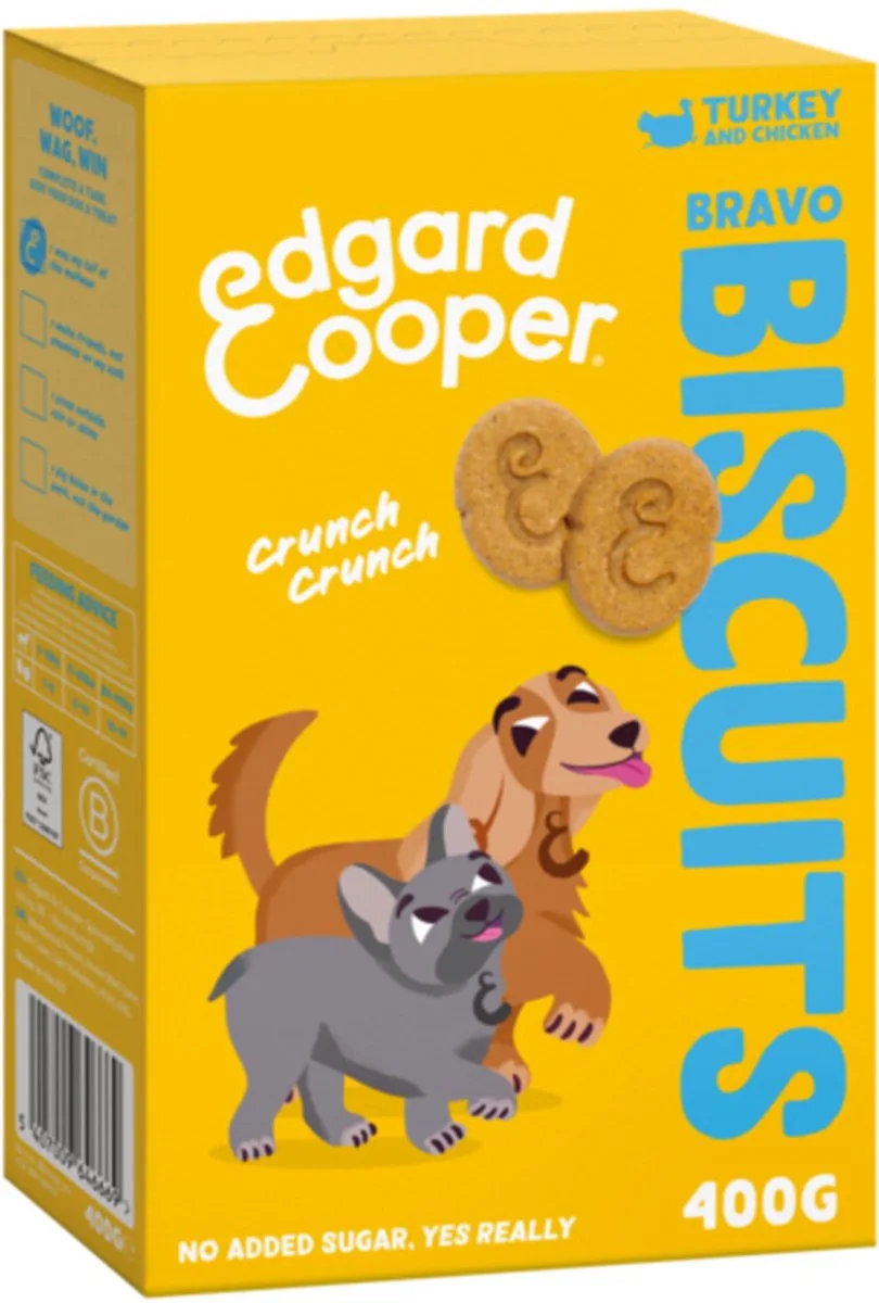 7x Edgard & Cooper Adult Biscuit Kalkoen & Kip 400 gr fra Edgard & Cooper – produktbillede