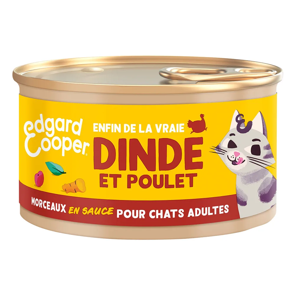 85g Edgard & Cooper Adult Brokken in graanvrije sauce kalkoen, kip - Kattenvoer by Edgard & Cooper – product photo
