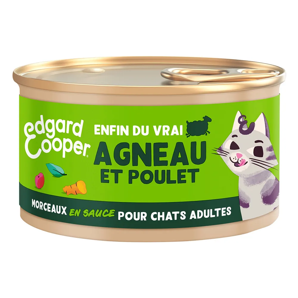 85g Edgard & Cooper Adult Brokken in graanvrije sauce lam, kip - Kattenvoer van Edgard & Cooper – productfoto