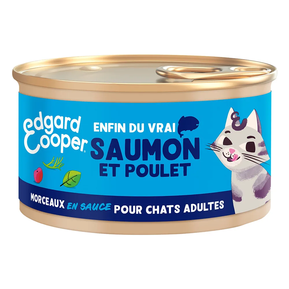 85g Edgard & Cooper Adult Brokken in graanvrije sauce zalm, kip - Kattenvoer van Edgard & Cooper – productfoto