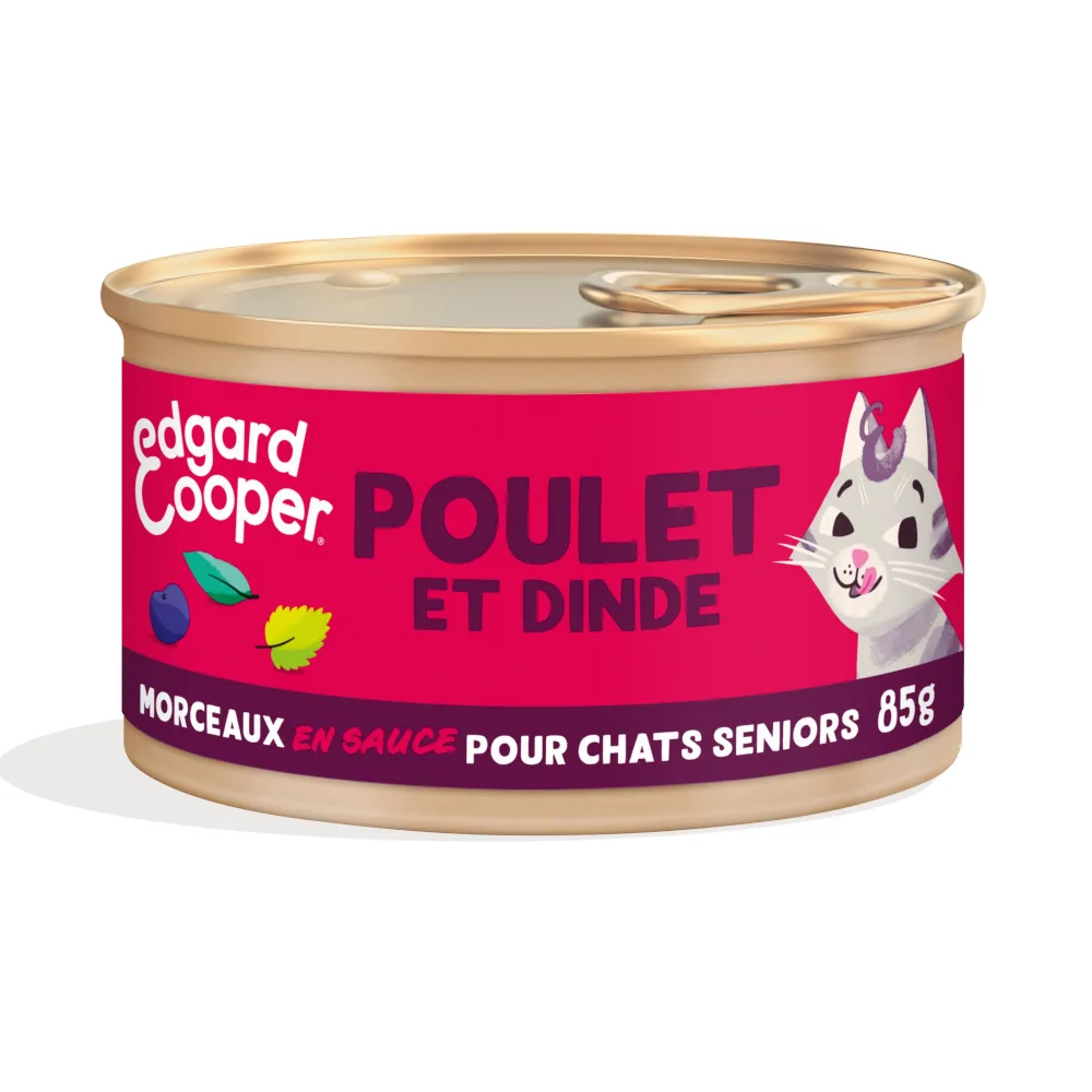 85g Edgard & Cooper Senior Brokken in graanvrije sauce kip, kalkoen - Kattenvoer by Edgard & Cooper – product photo