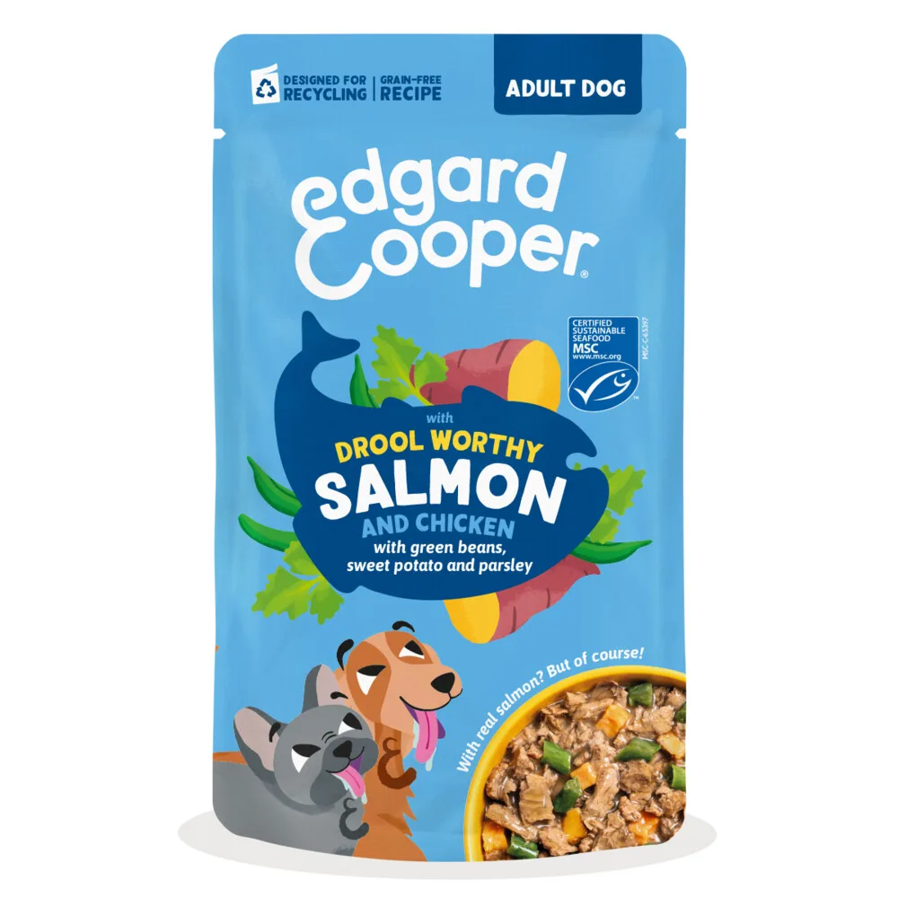 8x Edgard & Cooper Hond Adult Stew Pouch Zalm en Kip 150 gr van Edgard & Cooper – productfoto