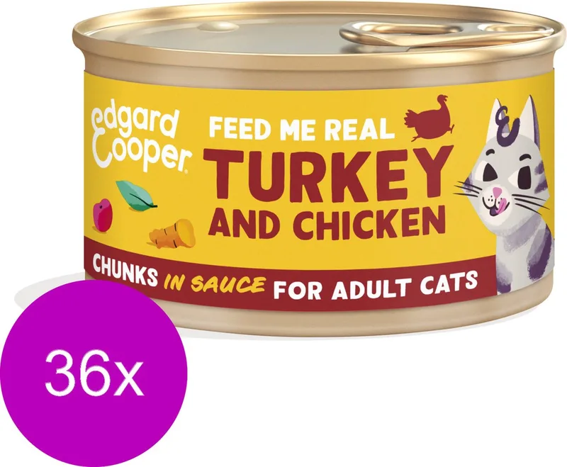 Adult Chunks 85 g - Kattenvoer - 36 x Kalkoen&Kip von Edgard & Cooper – Produktfoto