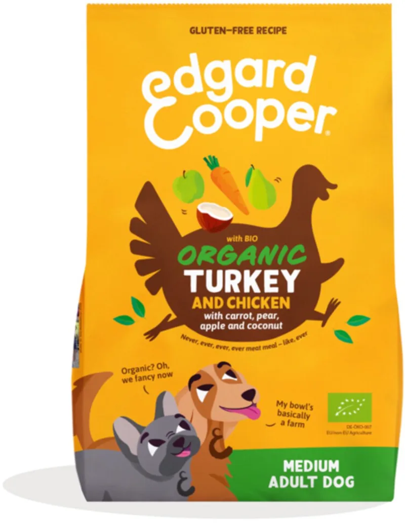 Adult Hondenbrokken Voor Medium Honden, Biologische Kalkoen& Kip 7Kg, Biorecept Met Vers Vlees Vol Eiwitten, Met Natuurlijke Ingrediënten by Edgard & Cooper – product photo