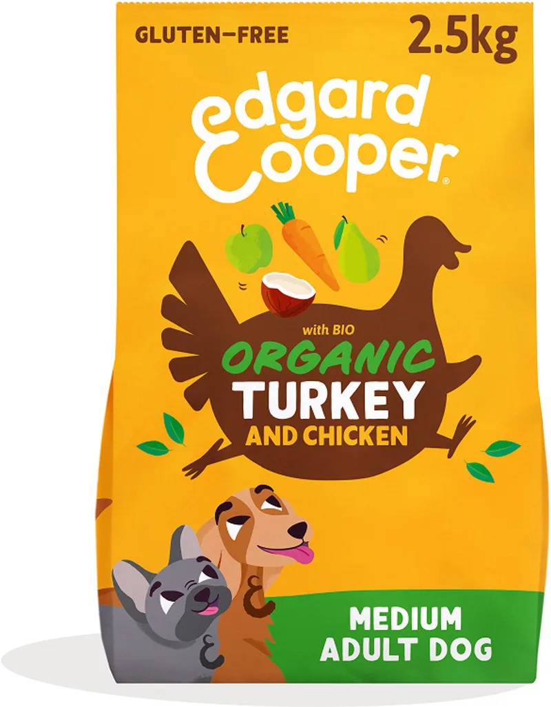 Adult Hondenbrokken Voor Medium Honden, Biologische Kalkoen& Kip 2.5Kg, Biorecept Met Vers Vlees Vol Eiwitten, Met Natuurlijke Ingrediënten by Edgard & Cooper – product photo