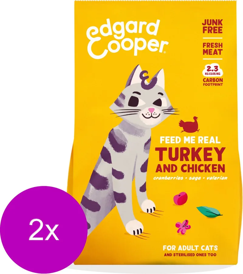 Adult Kalkoen&Kip - Kattenvoer - 2 x 2 kg by Edgard & Cooper – product photo