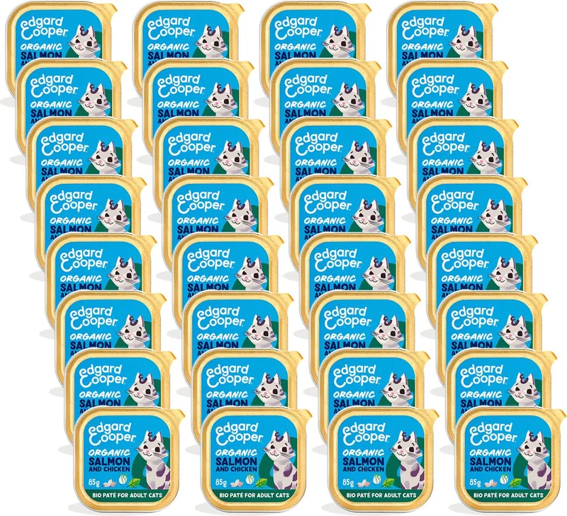 Adult Paté Organic 85 g - Kattenvoer - 32 x Zalm&Kip von Edgard & Cooper – Produktfoto