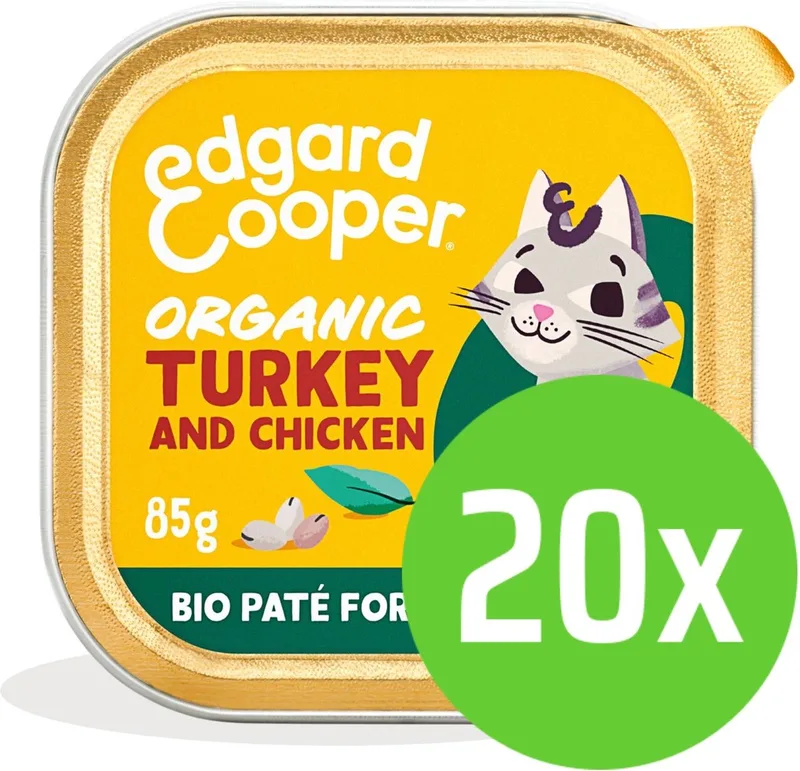 Adult Paté Organic - Kattenvoer - Kalkoen - 85 gram - 20 kuipjes by Edgard & Cooper – product photo