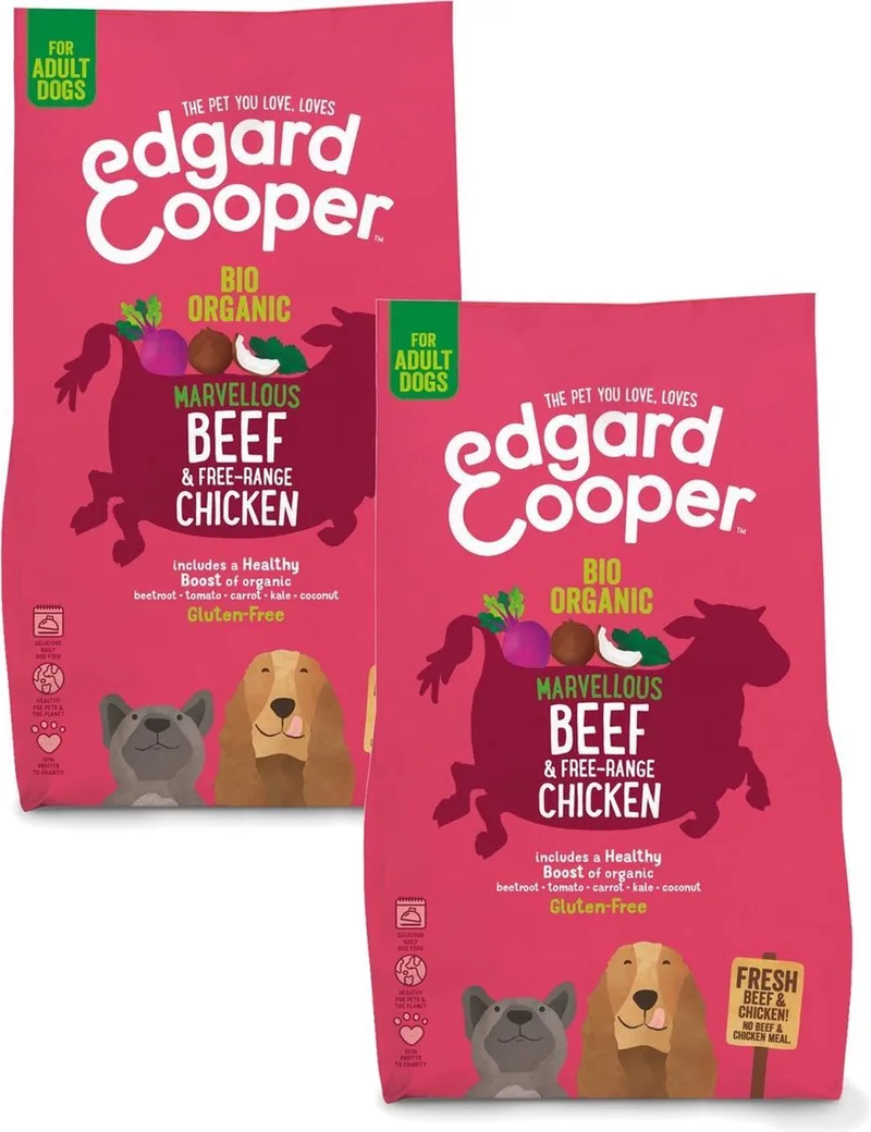 Bio Organic Beef Adult Rund&Kip&Rode Biet - Hondenvoer - 2 x 2.5 kg Biologisch de Edgard & Cooper – photo produit