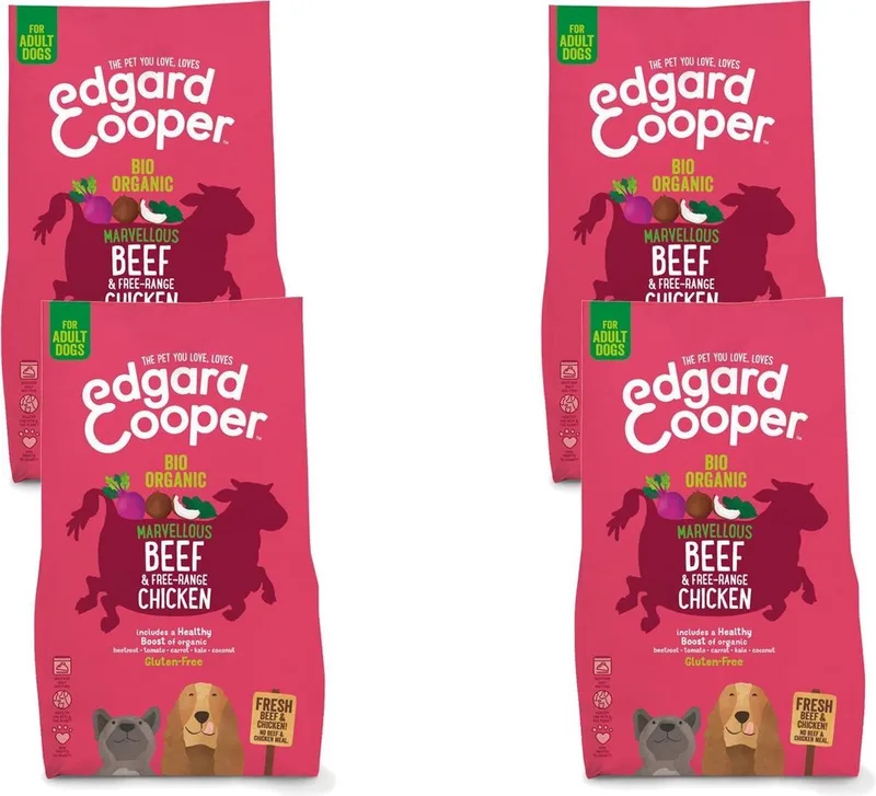 Bio Organic Beef Adult Rund&Kip&Rode Biet - Hondenvoer - 4 x 2.5 kg Biologisch de Edgard & Cooper – photo produit