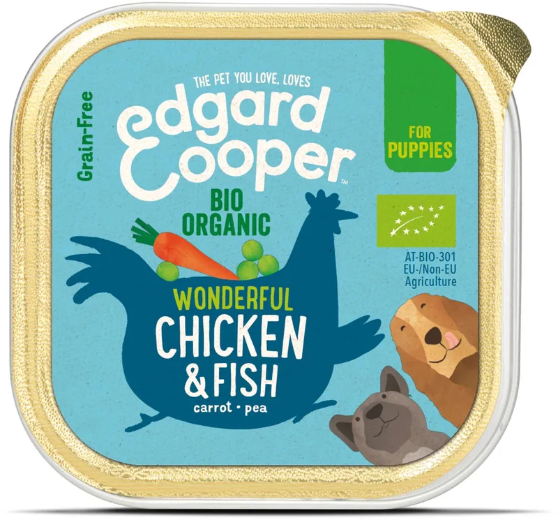 Biologische Kip & Vis Kuipje - Voor Puppy's - Hondenvoer - 100g NL-BIO-01 by Edgard & Cooper – product photo