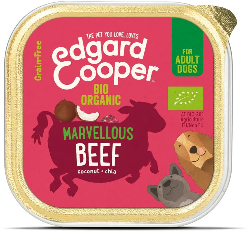 Biologische Rund Kuipje - Voor volwassen honden - Hondenvoer - 100g NL-BIO-01 von Edgard & Cooper – Produktfoto