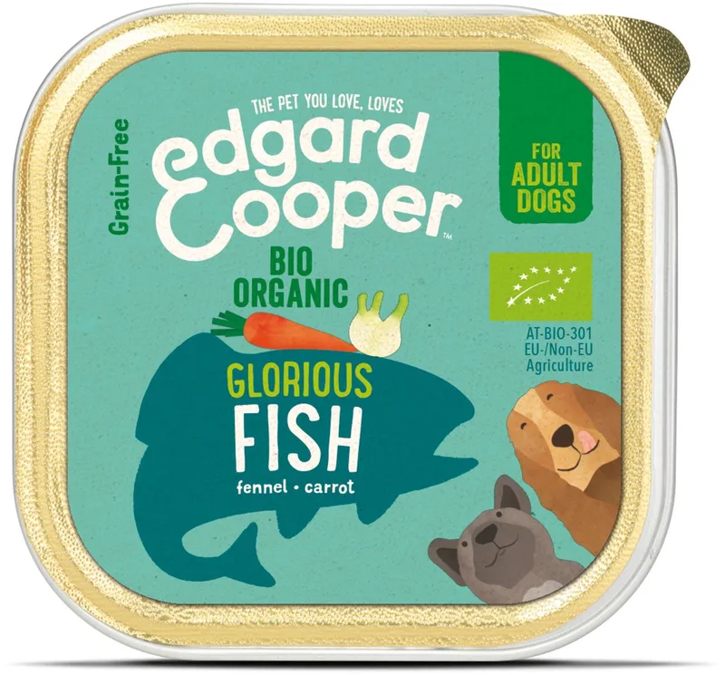 Biologische Vis Kuipje - Voor volwassen honden - Hondenvoer - 100g NL-BIO-01 de Edgard & Cooper – photo produit