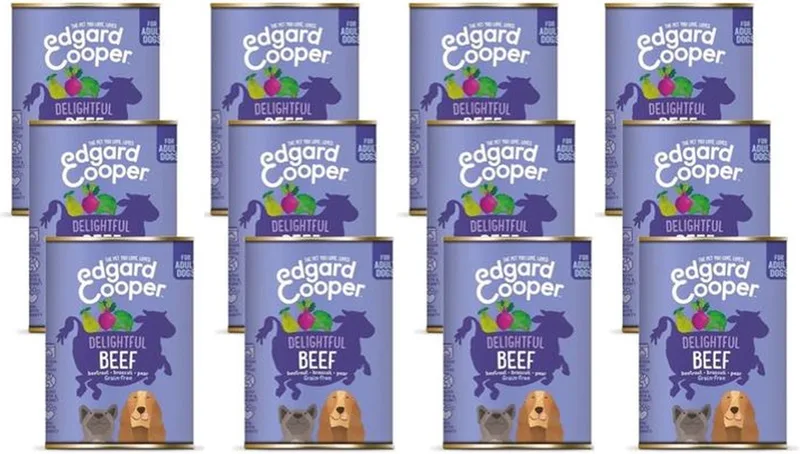 Blik Beef Adult - Hondenvoer - 12 x Rund Rode Biet Broccoli 400 g Graanvrij by Edgard & Cooper – product photo