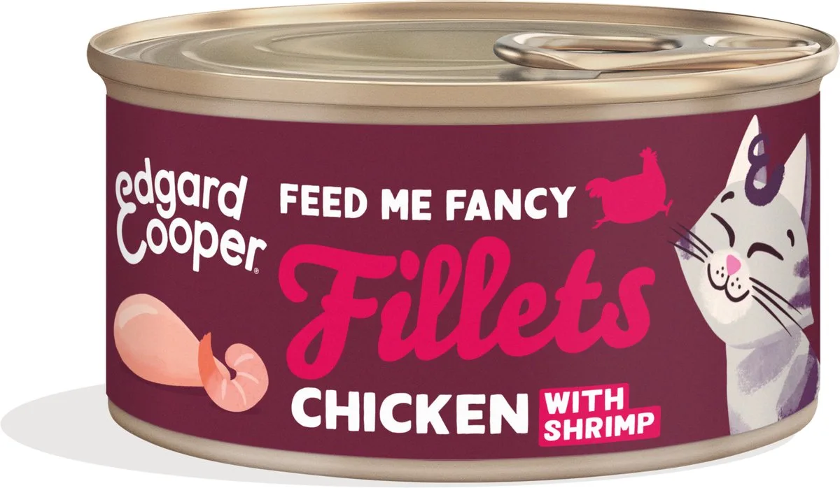 Cat Fillets Chicken/Shrimp - 70 gr - Natvoeding Kat van Edgard & Cooper – productfoto