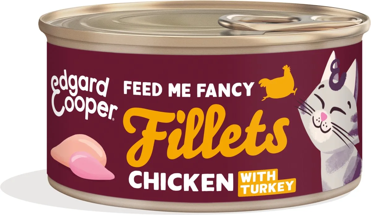 Cat Fillets Chicken/Turkey - 1 x 70 gr - Natvoeding Kat von Edgard & Cooper – Produktfoto