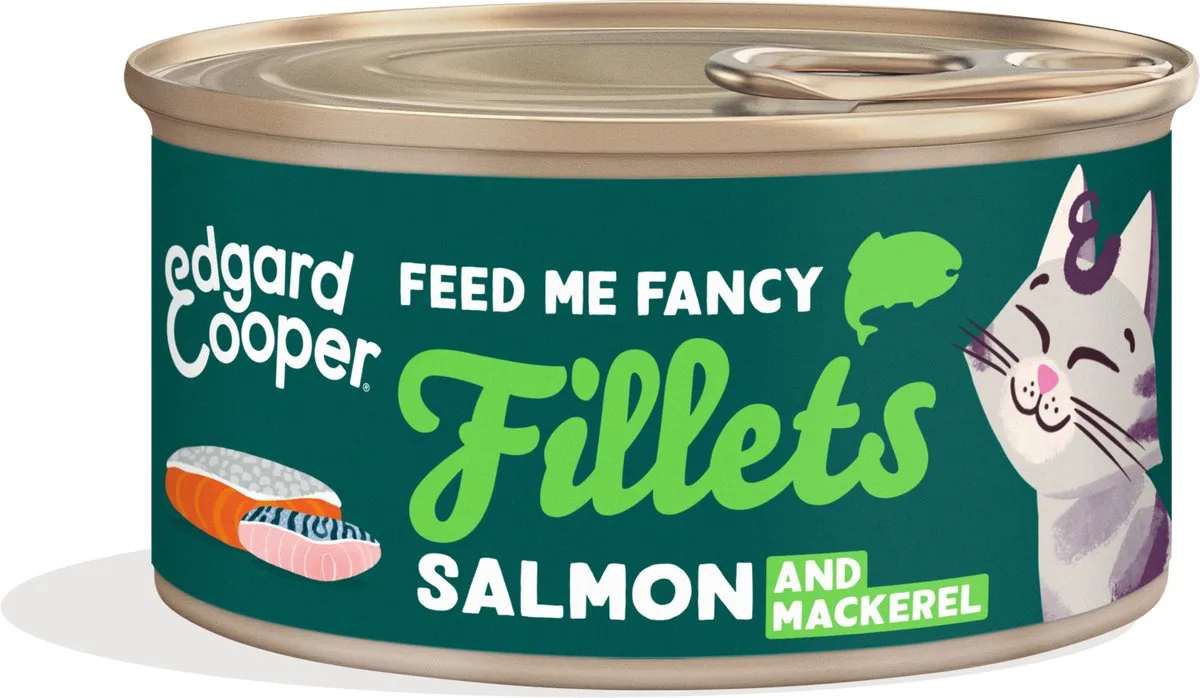 Cat Fillets Mackarel/Salmon - 1 x 70 gr - Natvoeding Kat von Edgard & Cooper – Produktfoto